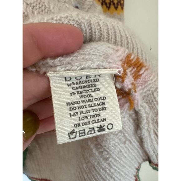 DOEN Brynn Fair Isle Cream Monte Rosa Recycled Cashmere Sweater - XL NWT - Picture 6 of 11